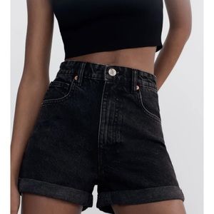 Black denim Zara Mom Shorts